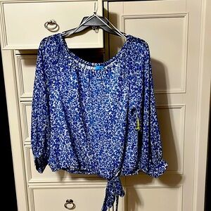 Cece blue and white floral blouse.